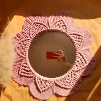 آینه مکرومه صورتی جذاب