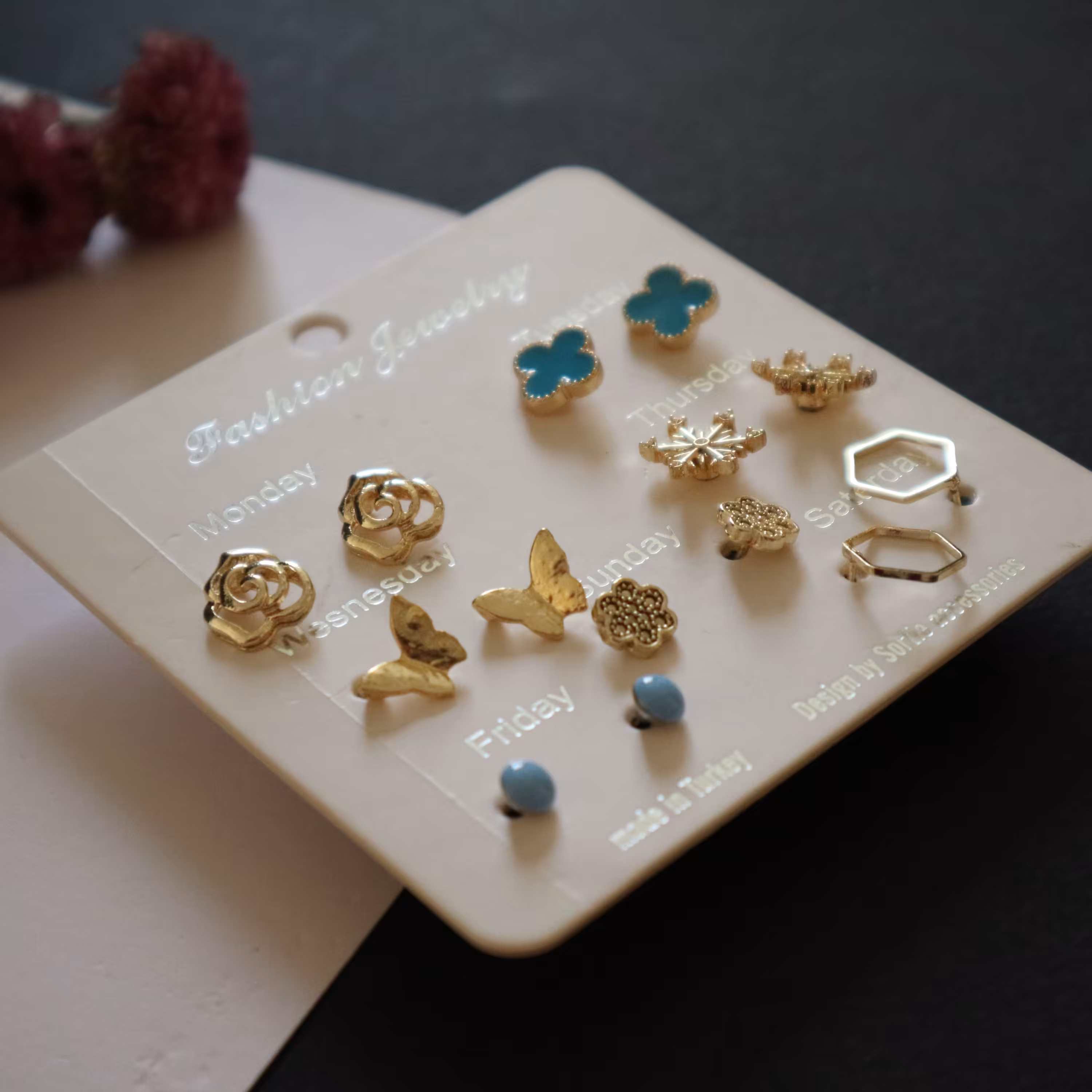 گوشواره میخی پک 7 جفتی