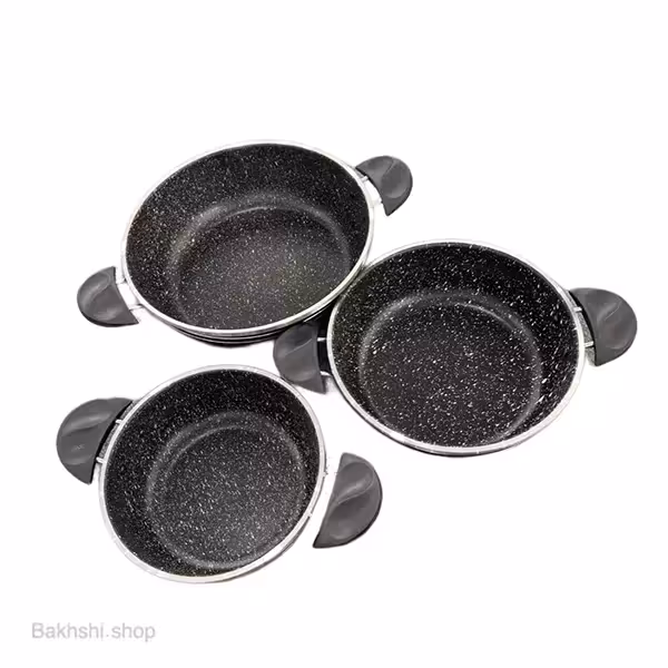 تابه سه عددی دو دسته خط دار طرح چدن اوج