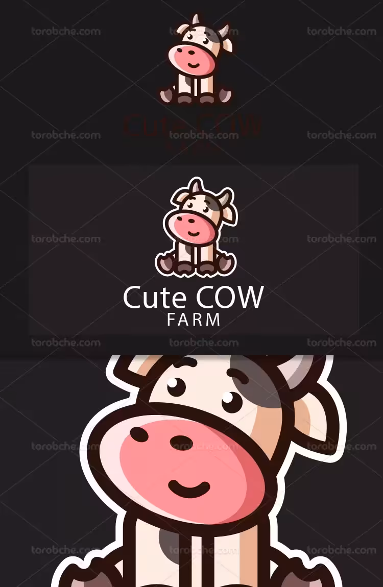 وکتور لوگو گاو بامزه | گرافیک با طعم تربچه