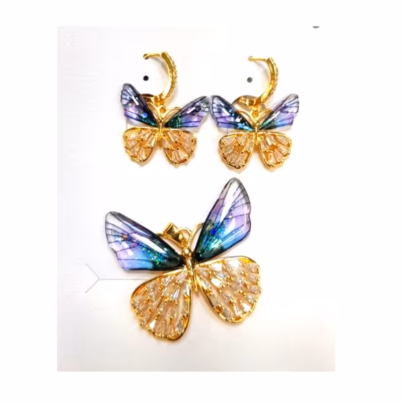 نیم ست پروانه ژوپینگ زنگ ثابت کریستال