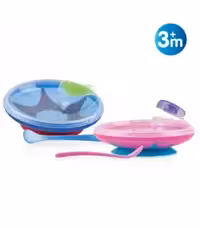قاشق و بشقاب چسبانکی درب دار نوبی Nuby Warming Plate with Spoon
