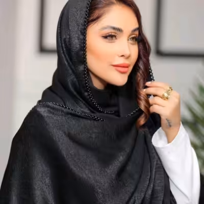 شال مجلسی مروارید دوزی با سه رنگ مروارید