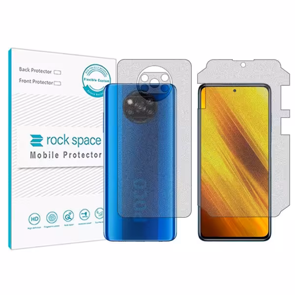 گلس صفحه نمایش و پشت گوشی شیائومی Poco X3 مدل نانو هیدروژل گیمینگ برند راک اسپیس کد MS