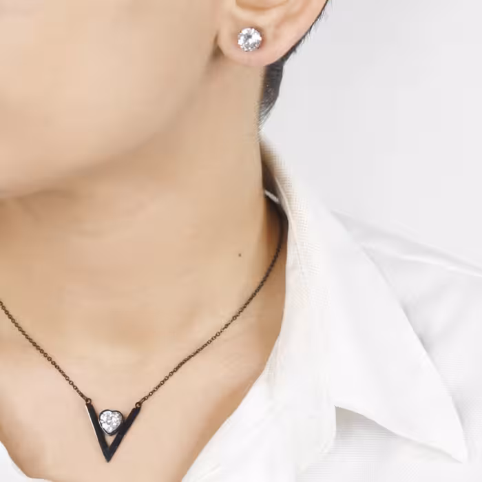 نیمست استیل رنگ ثابت نگین دار کد 2659