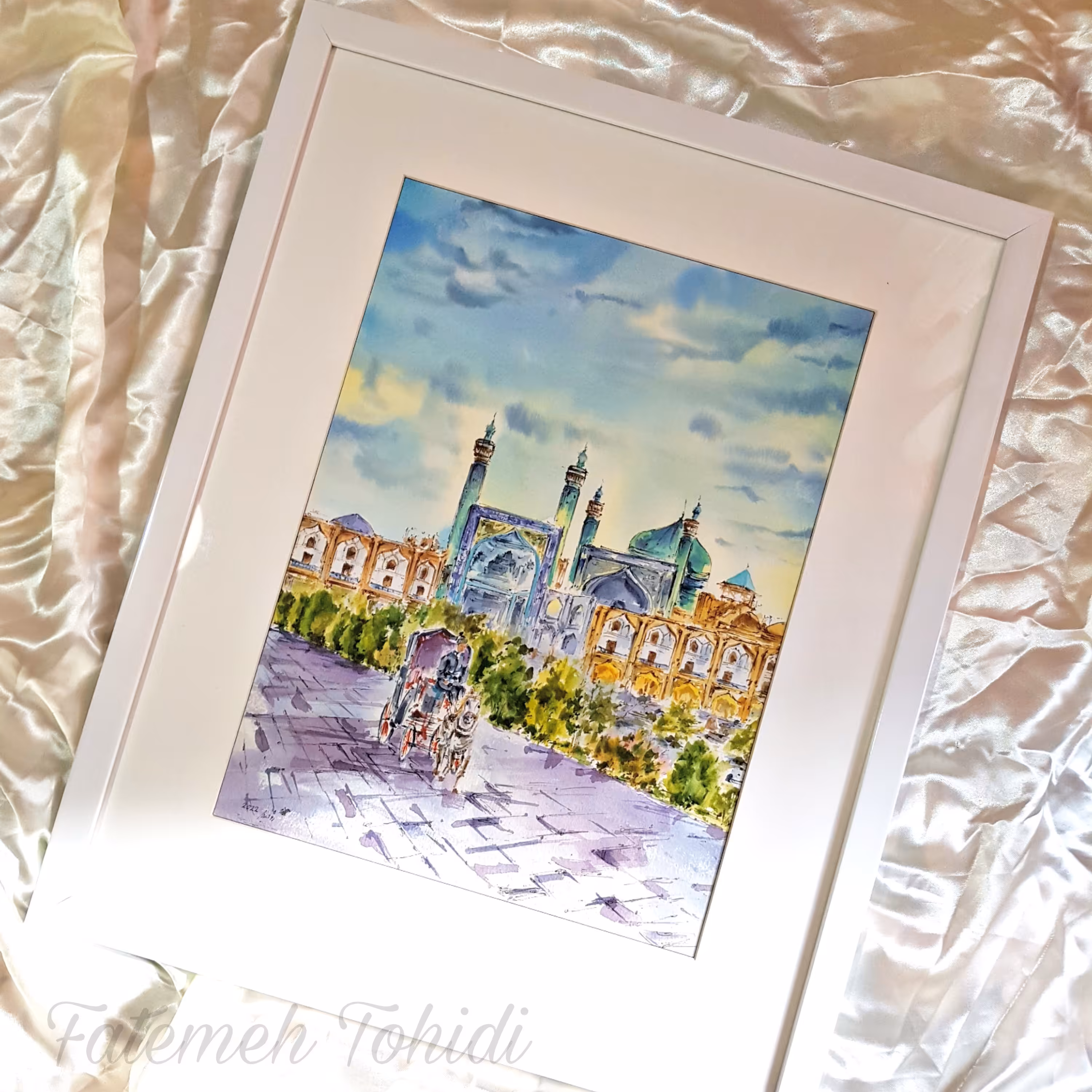 نقاشی آبرنگ نقش جهان اصفهان بدون قاب (28 در 38)