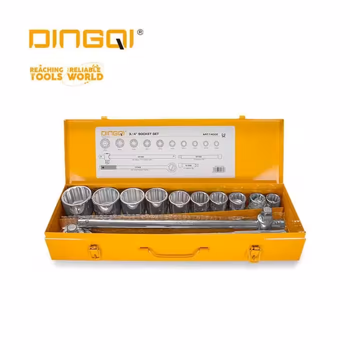 جعبه بکس سه چهارم 15 پارچه دینگشی dingqi همراه با 4نوع دسته بکس  و بکس های تکی 22 تا 50 میلی متر 