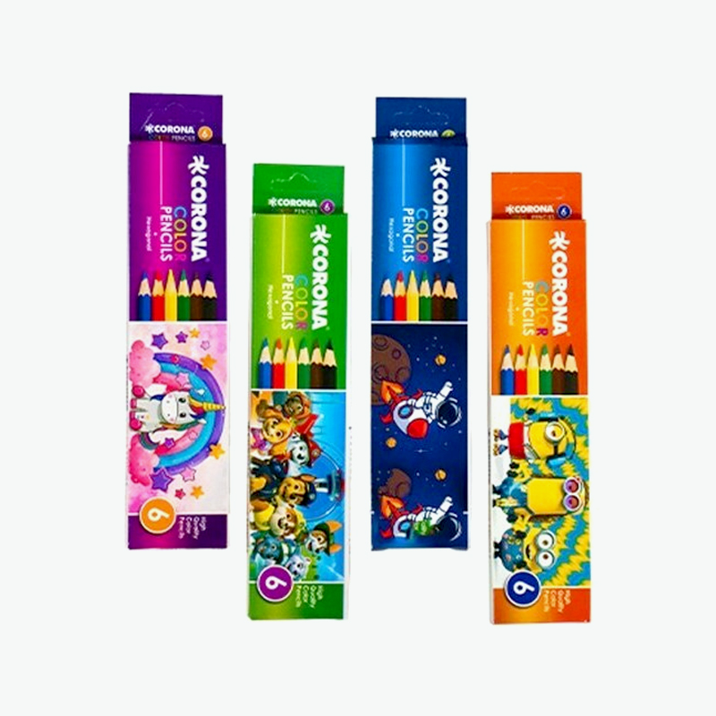 مداد رنگی 6 رنگ جعبه مقوایی کرونا CORONA
