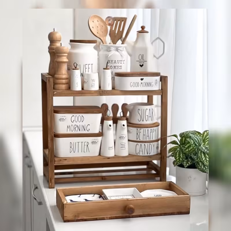 استند دو طبقه کشودار چوبی قابل شستشو