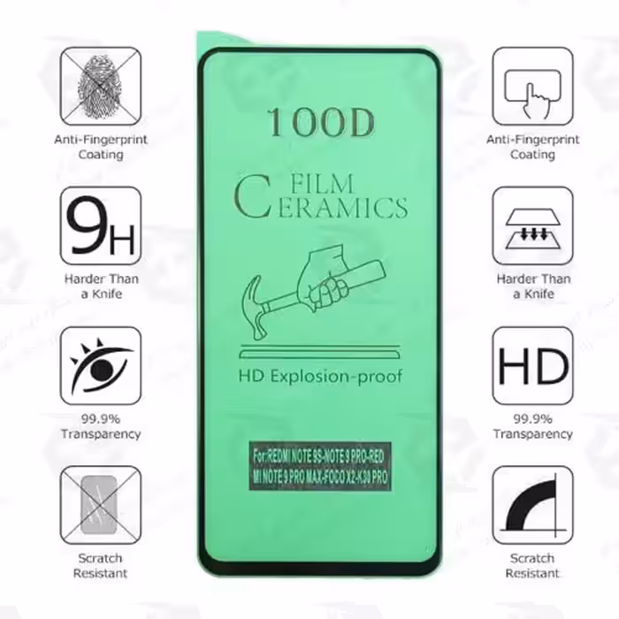 گلس شیشه ای شیائومی Note 9 Pro note 9s - poco f3 - x3 - x4 pro خشگیر فول چسب نانو Note 9 Pro max سامسونگ note 20 5G k30i