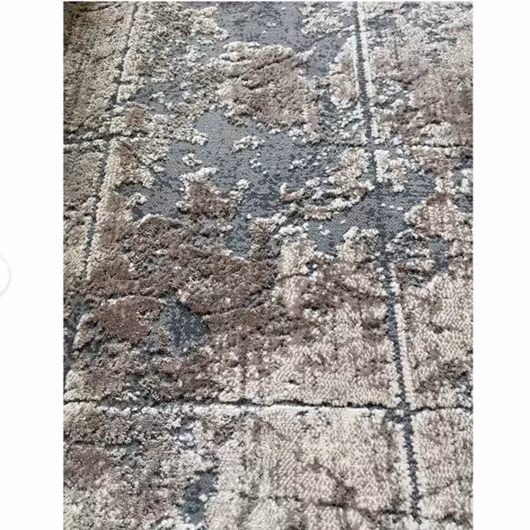 فرش ماشینی  یک و نیم متری(1در1.5)ابریشمی پرشین طرح وینتیج کد 90045 زمینه طوسی