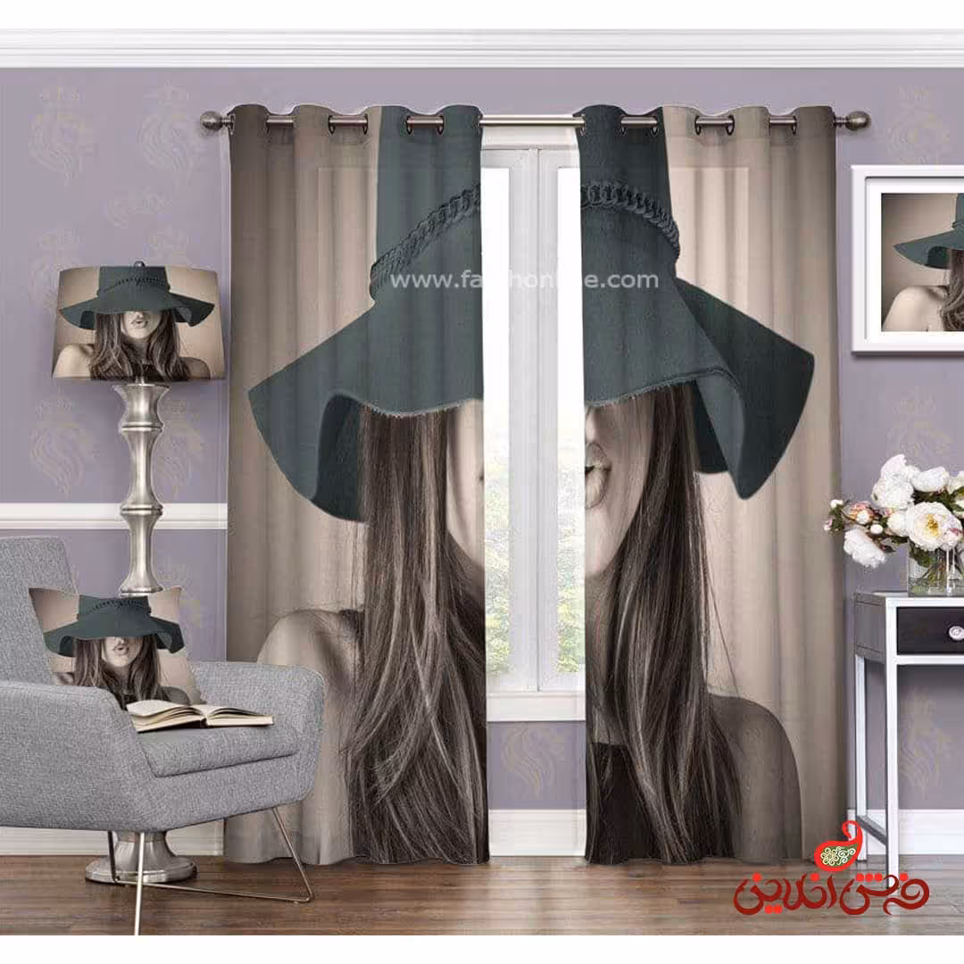 پرده دختر کلاه دار کد 3396