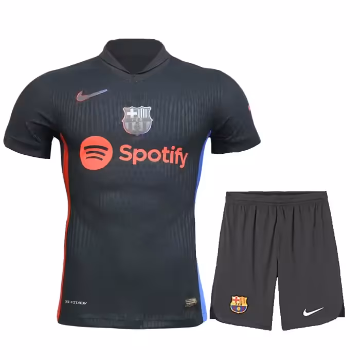 کیت دوم بارسلونا 2025 ست پیراهن و شورت با لوگوی دوختی و تایلند