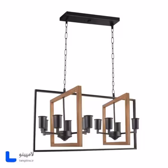 چراغ آویز هشت شعله چوب فلز مدل BAM-1018