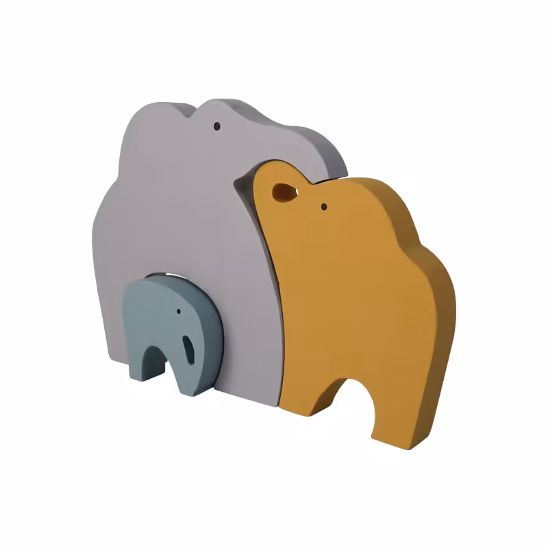 اسباب بازی چوبی طرح پازل فیل خانواده مدل MKT03-G