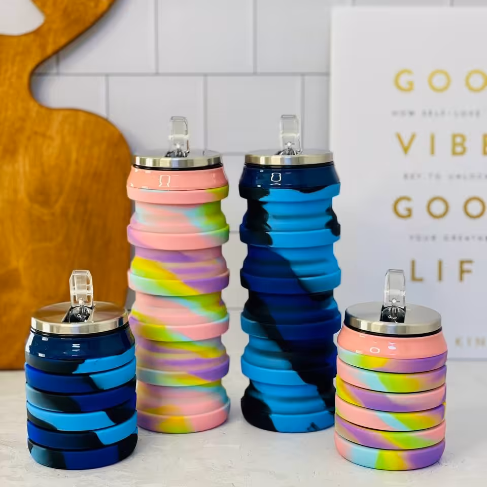 قمقمه سیلیکونی درب استیل نی دار