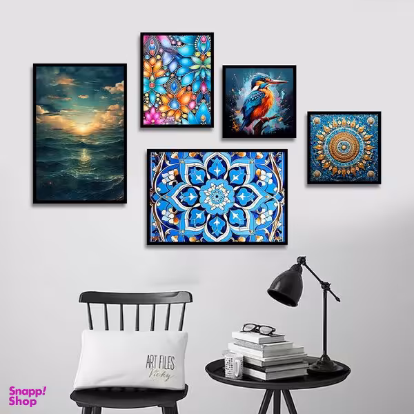 تابلو بکلیت طرح دکوراتیو سنتی و طبیعت دریا مدل B-1327 مجموعه 5 عددی