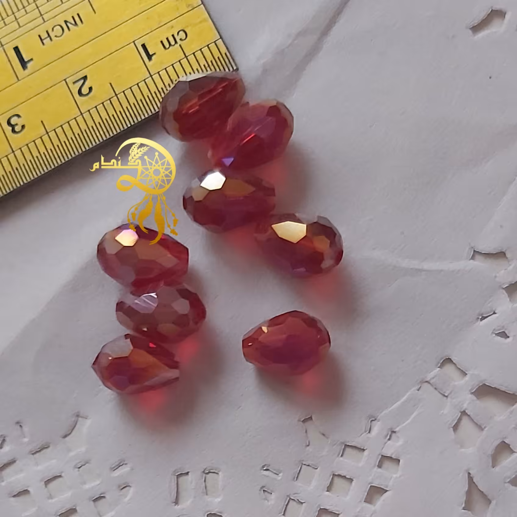کریستال اشکی قرمزیاقوتی یک سانتی پک7عددی