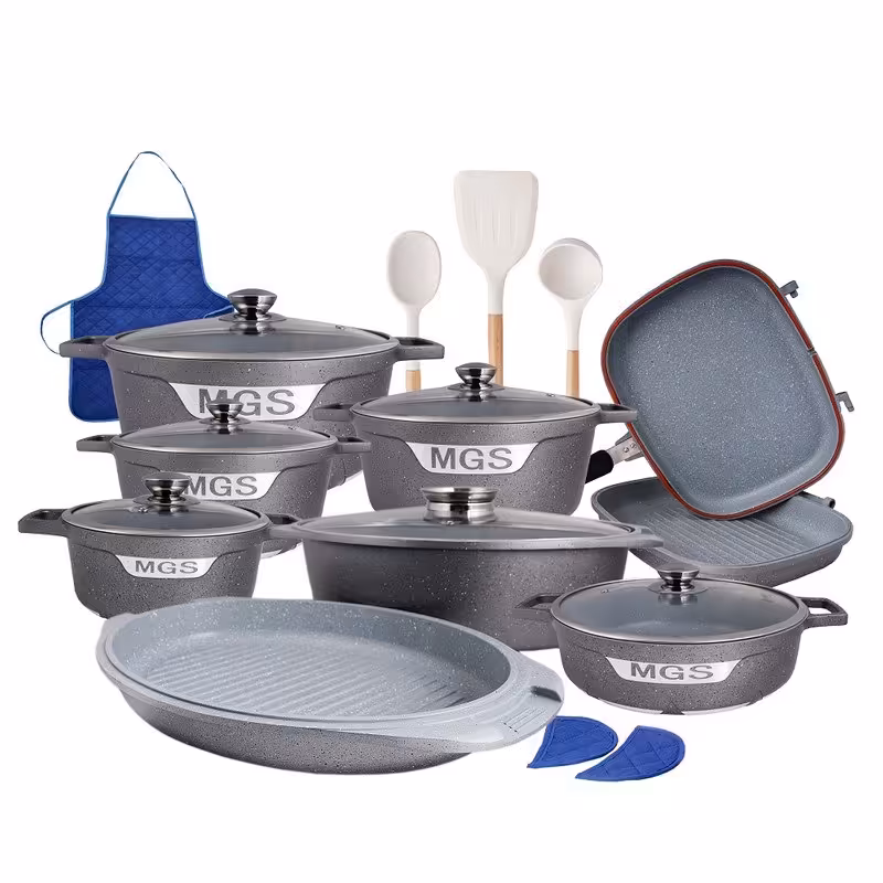 سرویس قابلمه ام جی اس 21پارچه چدن گرانیت مدل جرمنی  C باضمانت و آماده ارسال