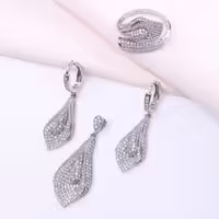 نیم ست نقره طرح گل و برگ نیلوفر عیار 925 کد 16059