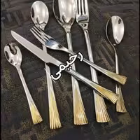 سرویس قاشق و چنگال 24 نفره 120 پارچه نیمه طلایی یونیک پرطاووسی