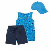 لباس بچگانه رکابی و شلوارک و کلاه پسرانه برند لوپیلو 2 تا 4 سال 