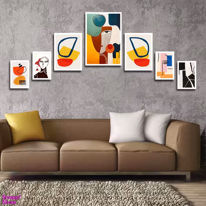 تابلو بکلیت طرح نقاشی مدرن سبک کوبیسم مدل W-1809 مجموعه 7 عددی