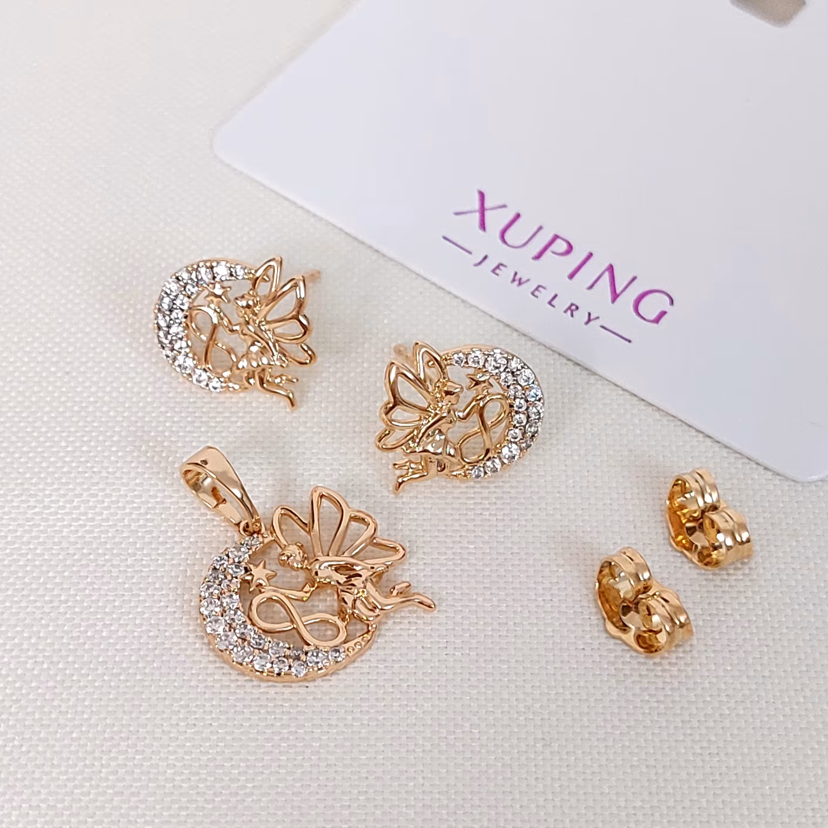 نیم ست ژوپینگ فرشته و بینهایت با آبکاری طلا و رنگ ثابت و ضد حساسیت 