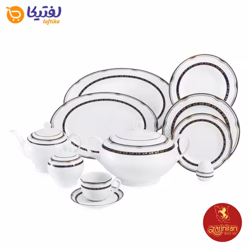 سرویس پرشیا سرمه ای چینی زرین ایتالیا اف 12 نفره 102 پارچه