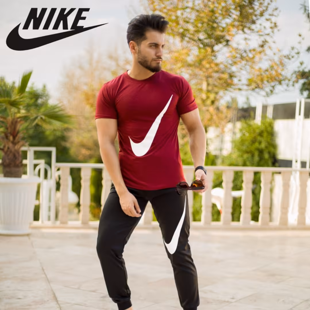ست تیشرت و شلوار nike مدل calin (زرشکی)