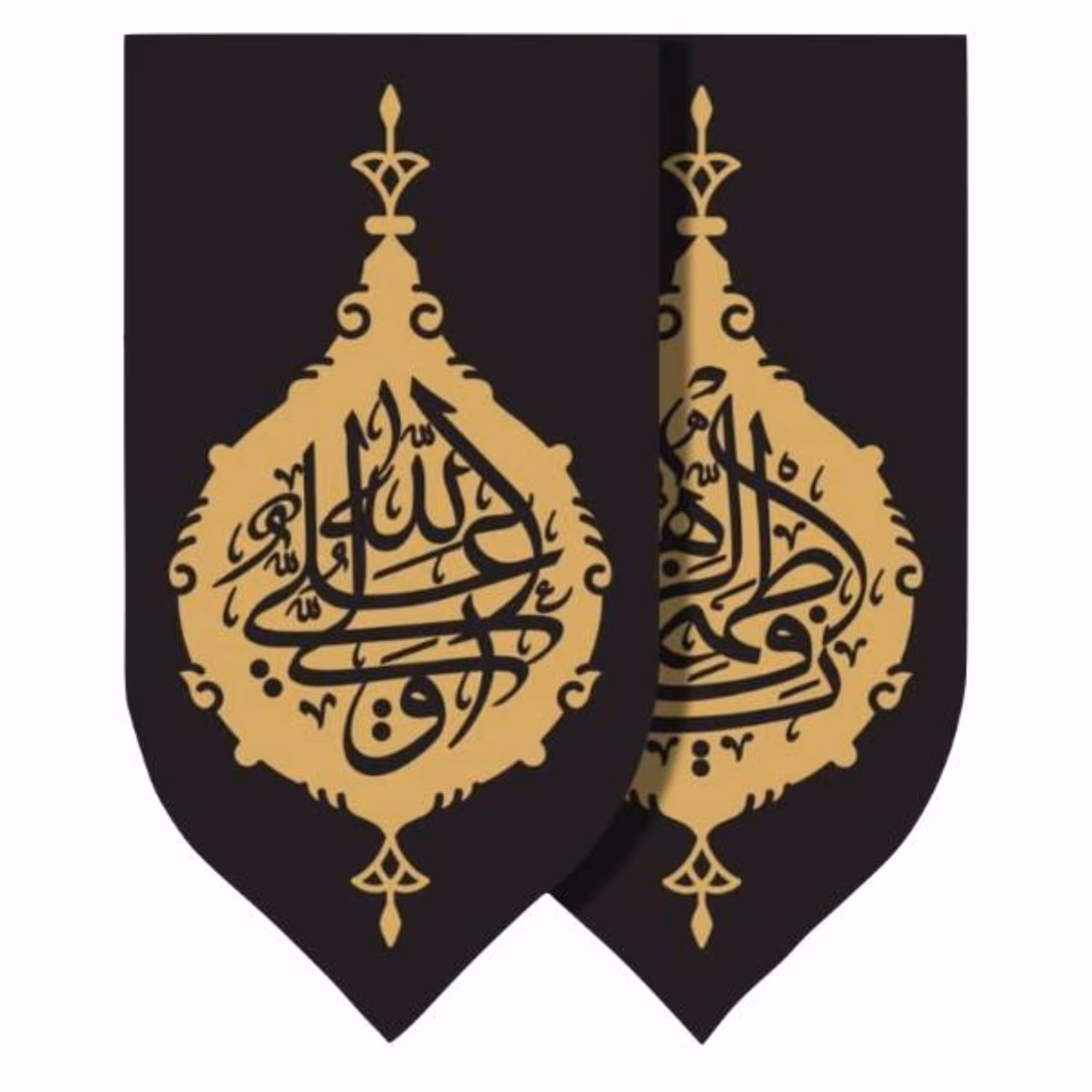 204028- اویز خودرو مشکی طرح علی ولی الله یا فاطمه الزهرا پارچه ای با چاپ سیلک