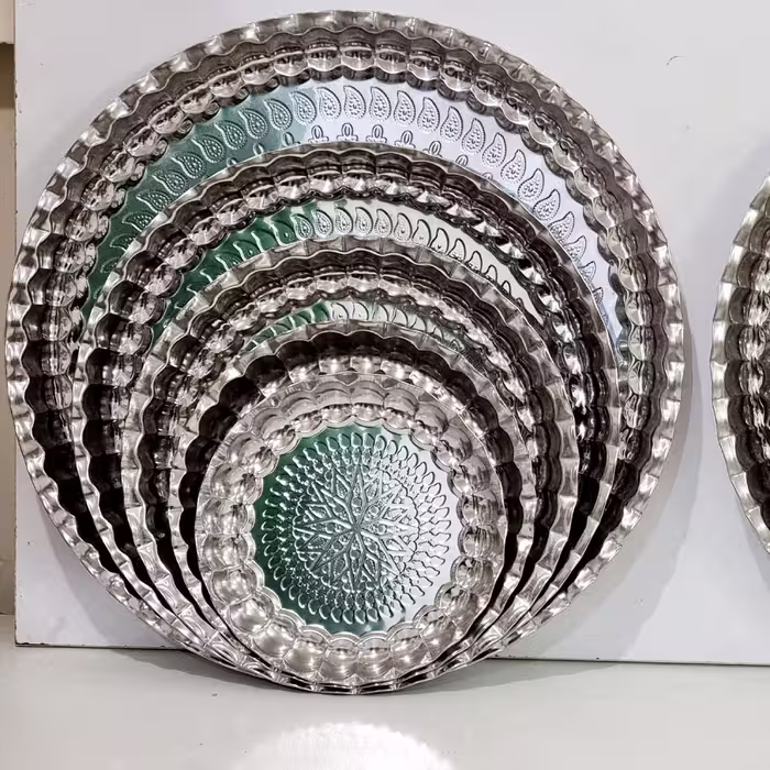 پک 5تایی سینی استیل طرحدار