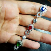 دستبند نقره 4 سنگ 