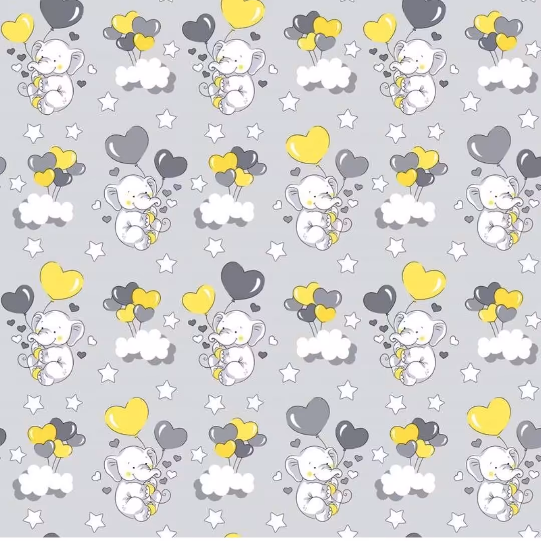 پارچه ملحفه متری طرح فیل زرد عرض 2متر رنگ بندی موجود