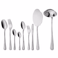 سرویس قاشق و چنگال 12 نفره ناب استیل طرح برلین استیل براق (57 پارچه)