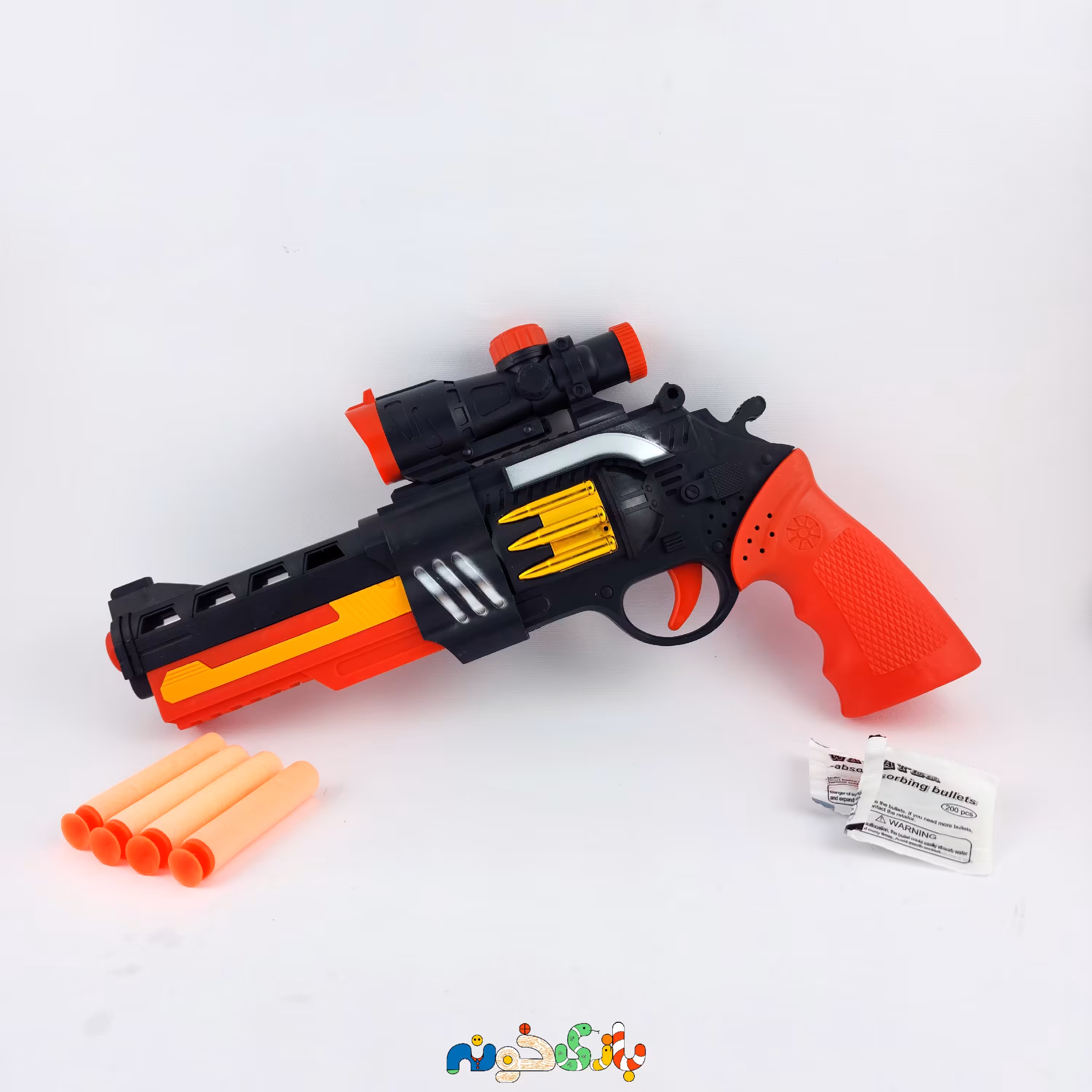 اسباب بازی تفنگ دو حالته تیر پرتاب کن طرح هفت تیر  فانتزی موزیکال  وارداتی 