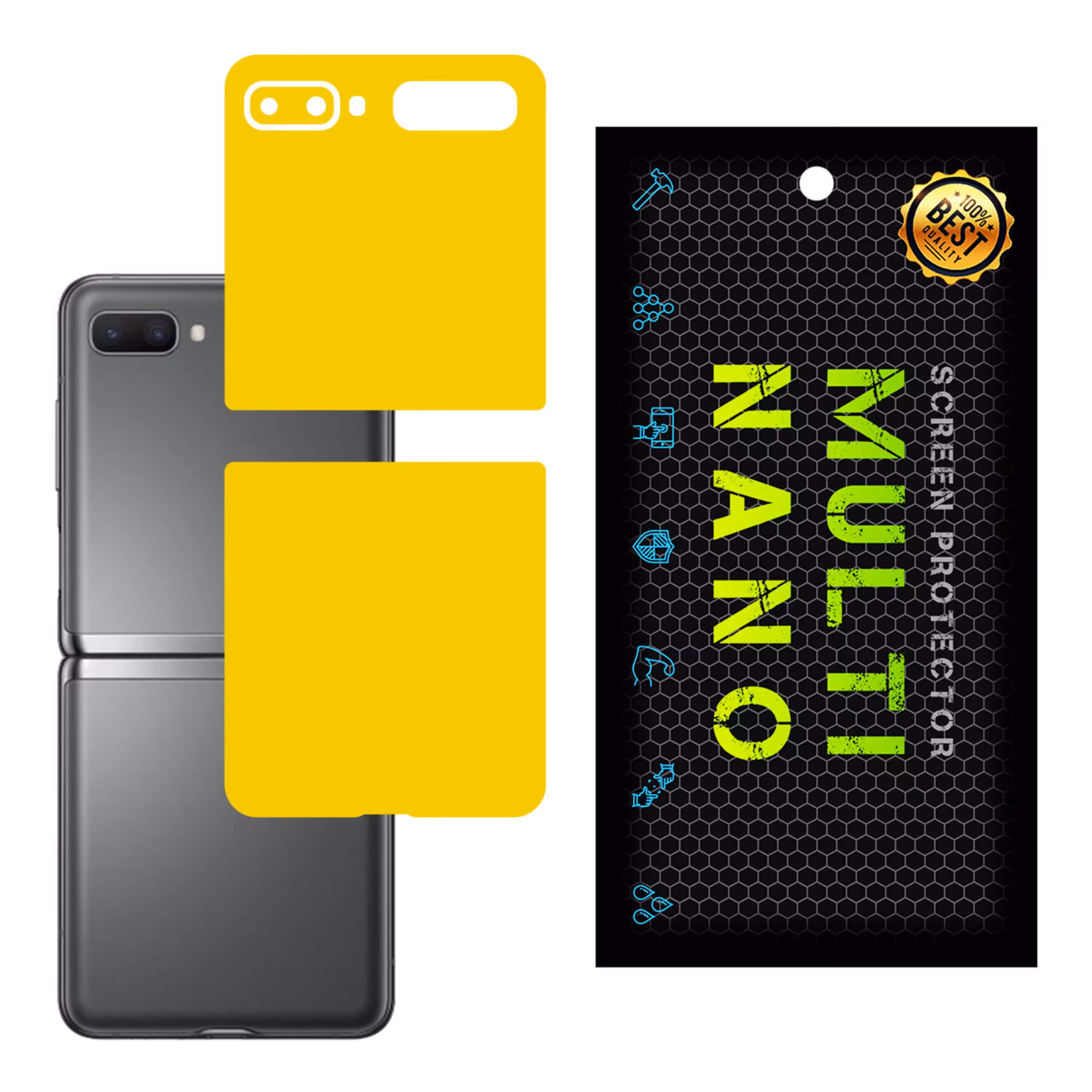 برچسب پوششی MultiNano مدل X-F1M-Yellow برای پشت موبایل سامسونگ  Z Filp