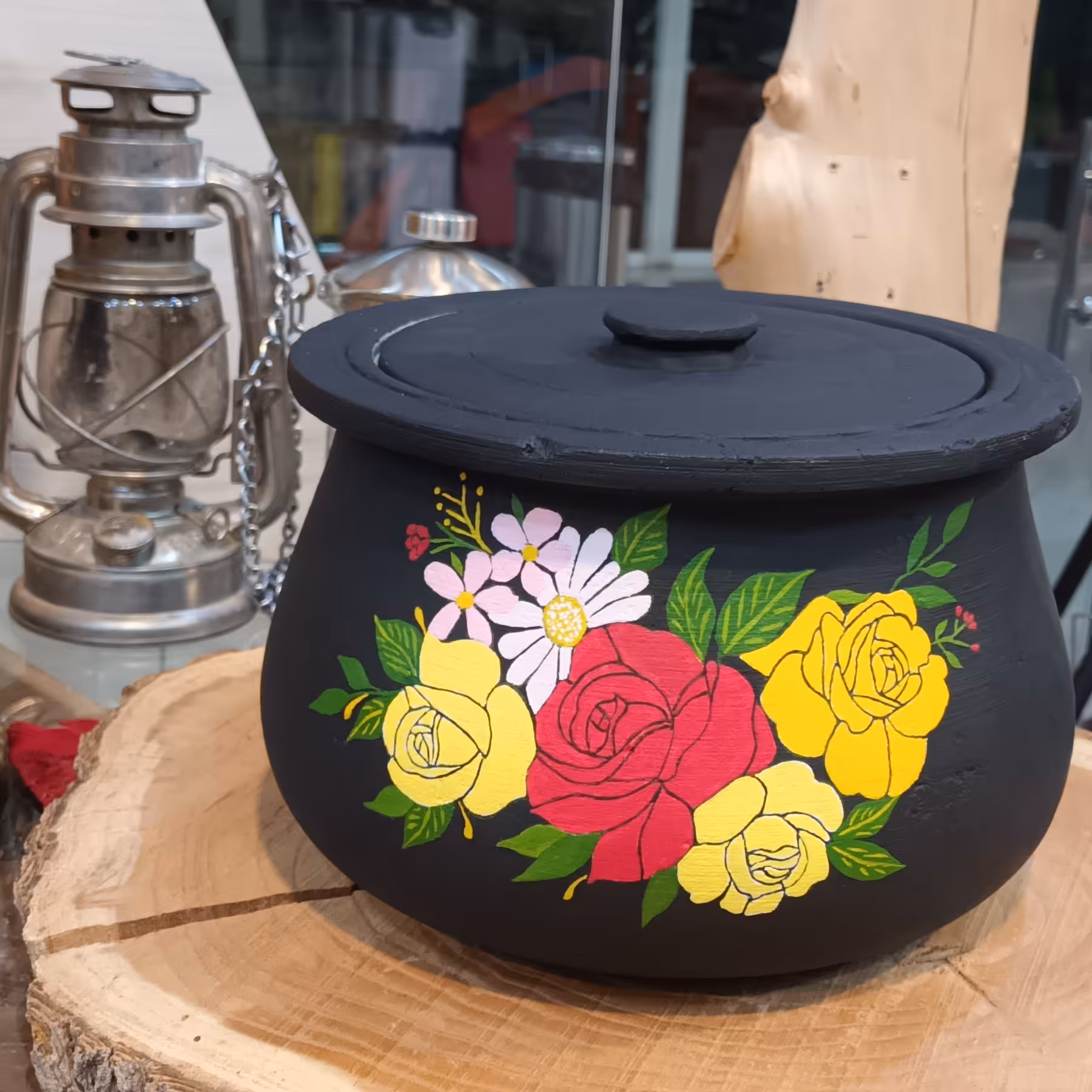 دیزی یا قابلمه سنگی شلغمی  نقاشی شده6 نفره  