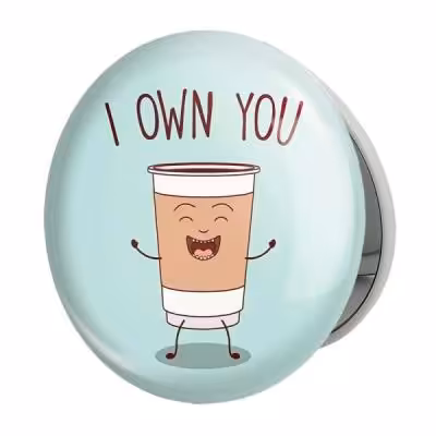 آینه جیبی خندالو طرح کافی شاپ قهوه مدل تاشو کد 27531