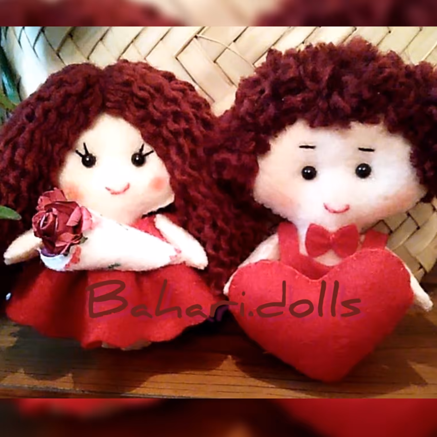 عروسک دست دوز ولنتاین   12 سانتی متری قرمز 