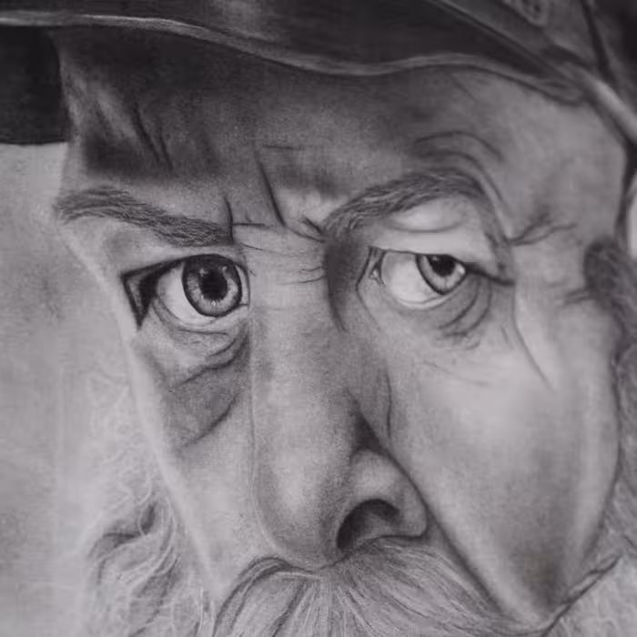 نقاشی سیاه قلم-پرتره-سایز42 در 30  بدون قاب