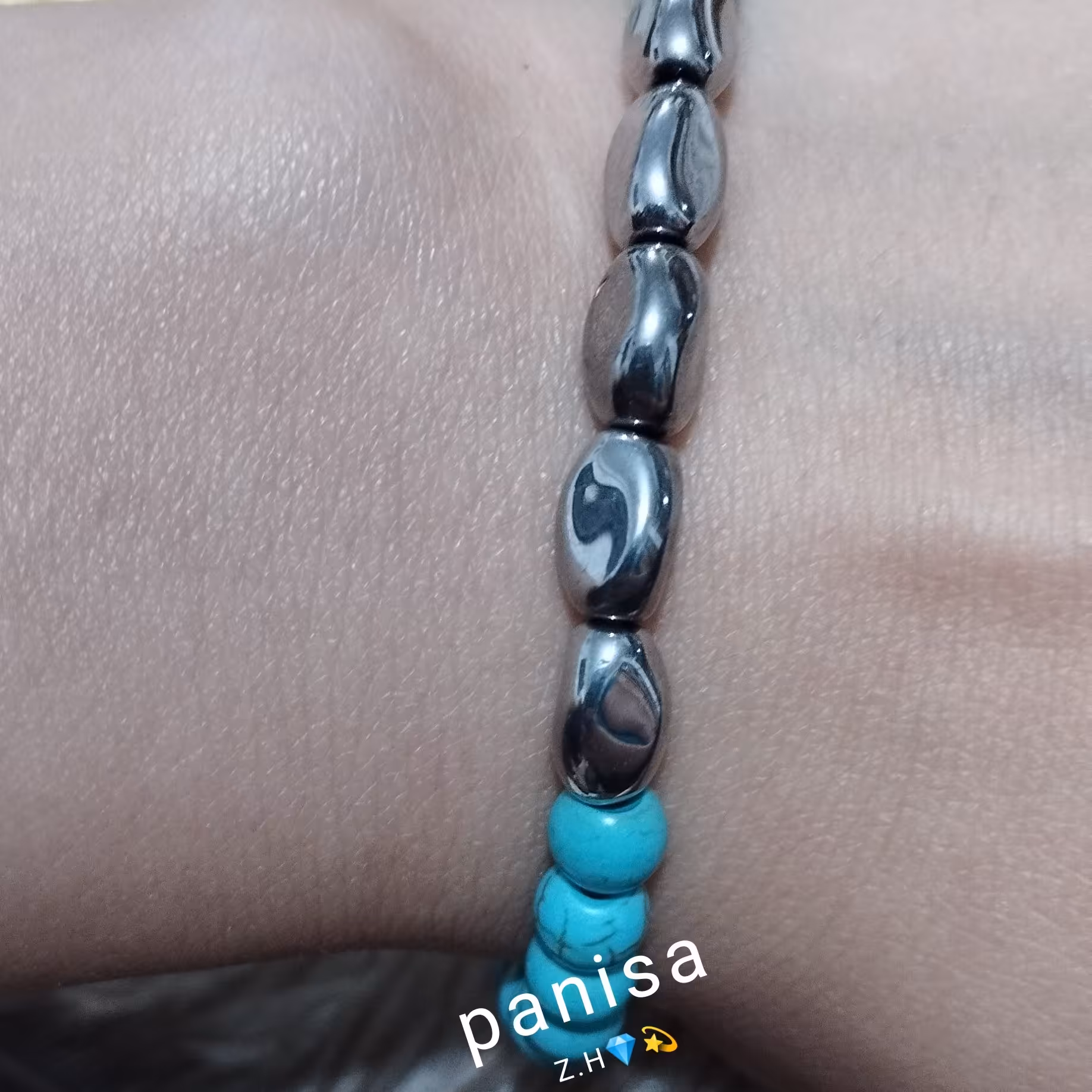 دستبند فیروزه ای،حدیدنقره ای