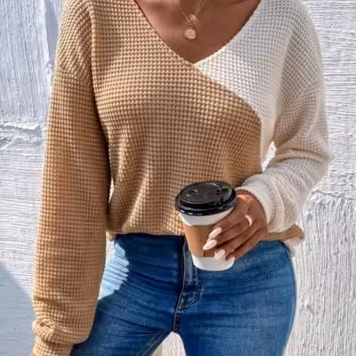 شومیز دو رنگ بیسکوئیتی مراکشی جذاب