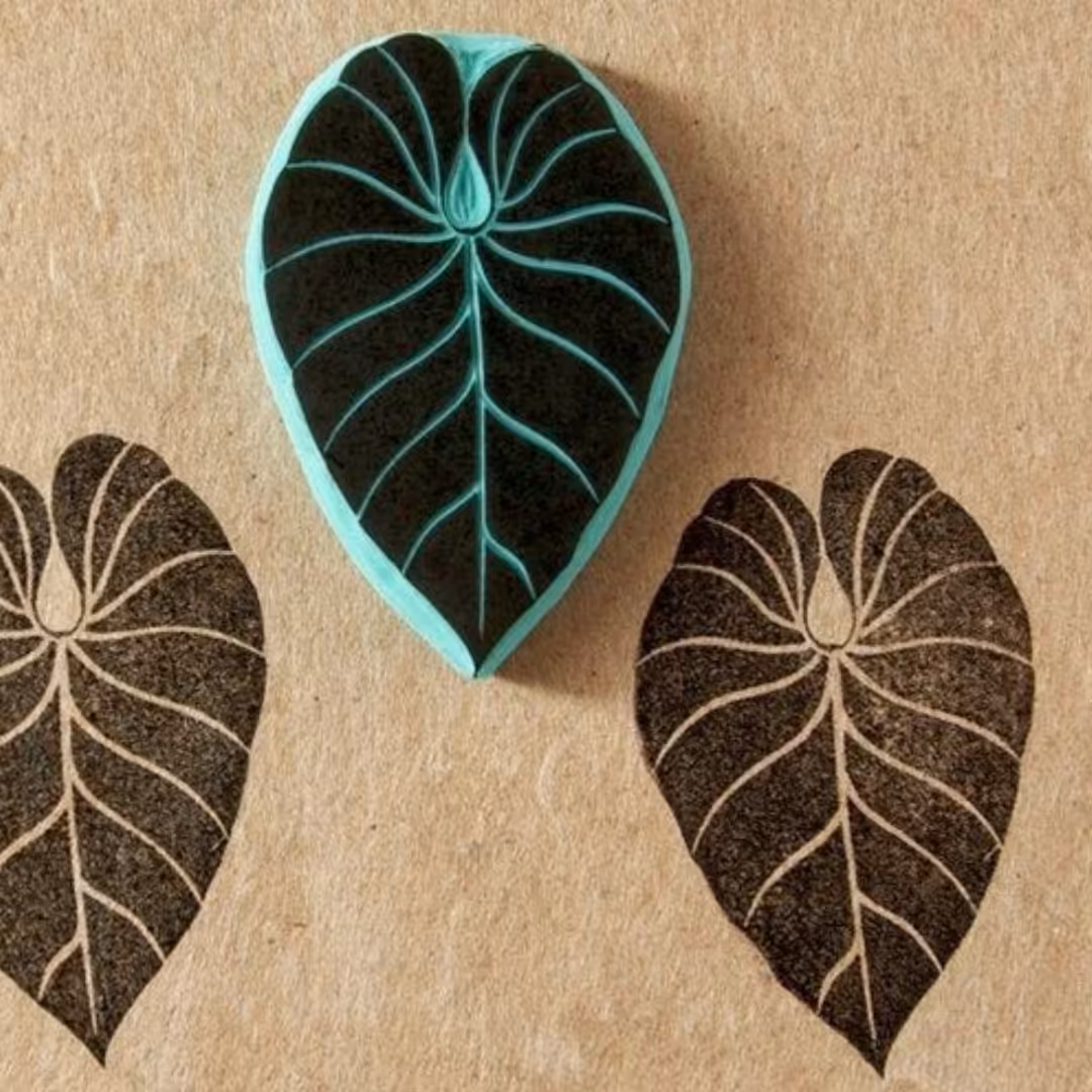 مهر دستساز طرح برگ انجیری مناسب خوشگل کردن پارچه کاغذ کادو بسته بندی