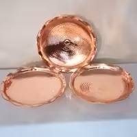 پیش دستی و بشقاب مسی 3 تا باهم  پایه برنجی نانو شده ارسال رایگان