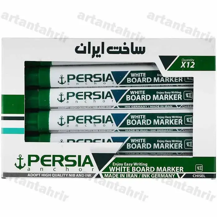 ماژیک وایت برد پرشیا نوک تخت سبز بسته 12 عددی