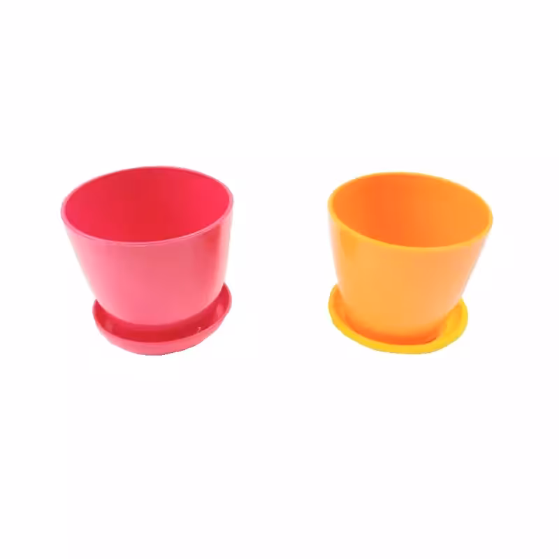 2 عدد گلدان و زیرگلدانی پلاستیکی