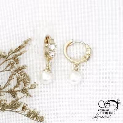 گوشواره آویز مرواریدی ژوپینگ طرح طلا کد 14666