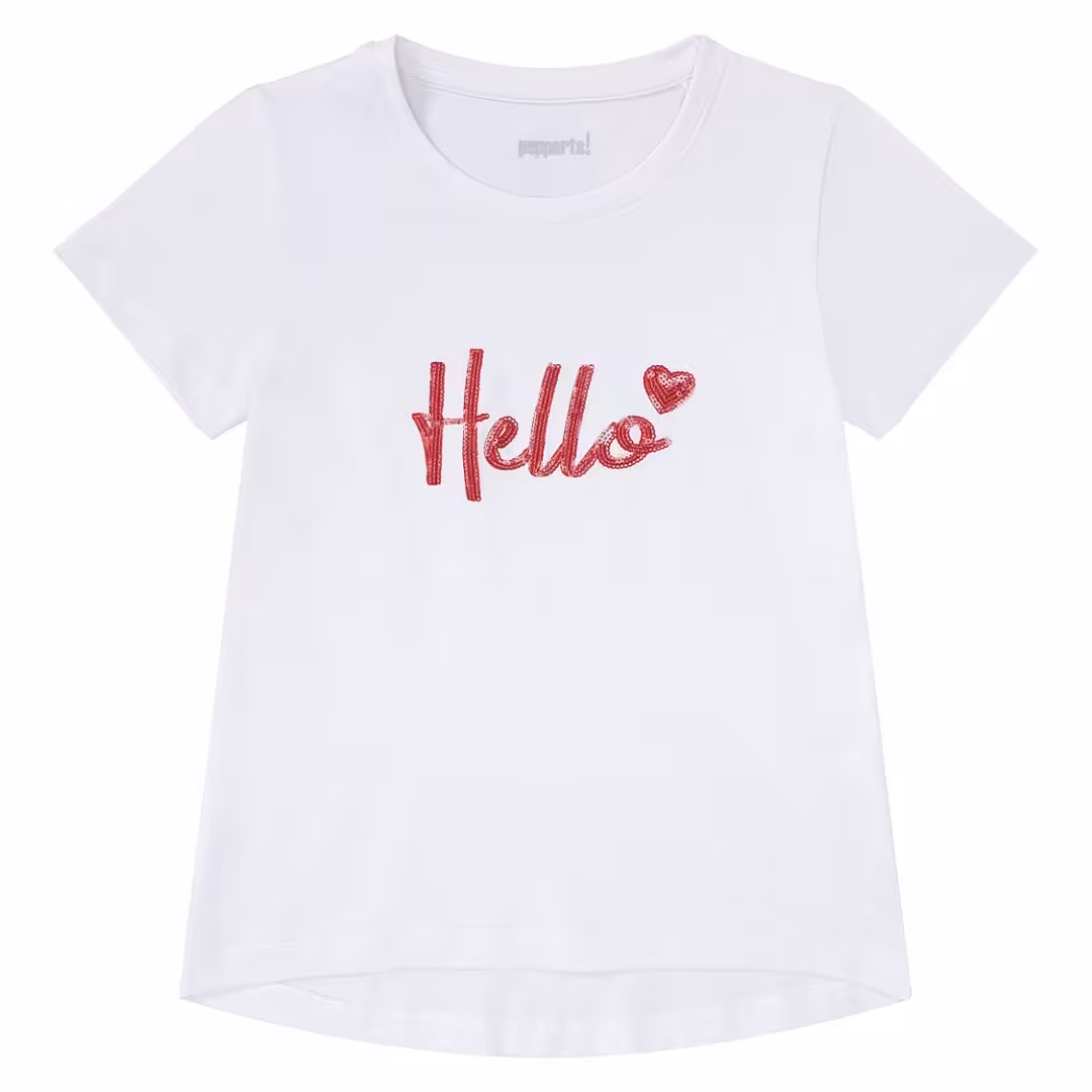 تیشرت پولک دوزی Hello دخترانه برند pepperts پیپرتس آلمان صد در صد نخ پنبه