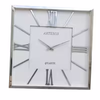 ساعت دیواری موتور آرام گرد فلزی آرتمیس طلایی و نقره ای صفحه سفید کد 2026 